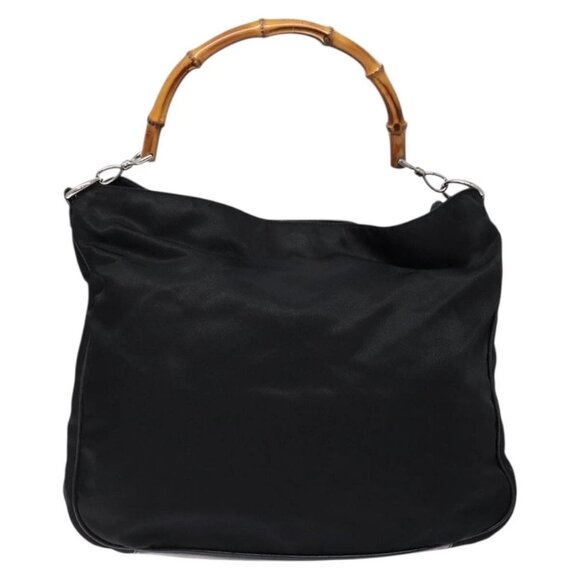 GUCCI Bamboo Shoulder Bag Nylon Black Silver 001 1577 Auth ar13698 - Picture 2 of 16